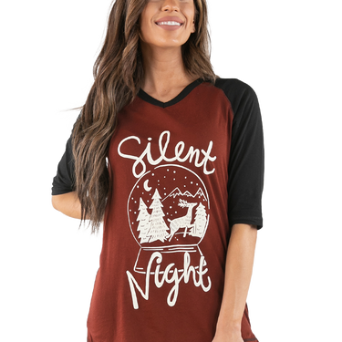 Lazy One Silent Night Women's Reindeer Tall Tee Size L