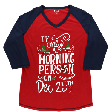 Lazy One Candy Cane Women's Tall Tee (Red/Blueberry) Size M