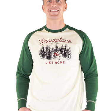 Lazy One Snowplace Like Home Men's Long Sleeve PJ Tee Size M