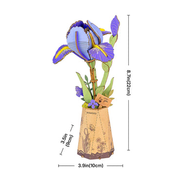 Rowood Purple Iris DIY Wooden Flower 3D Puzzle