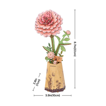 Rowood Pink Dahlia DIY Wooden Flower 3D Puzzle