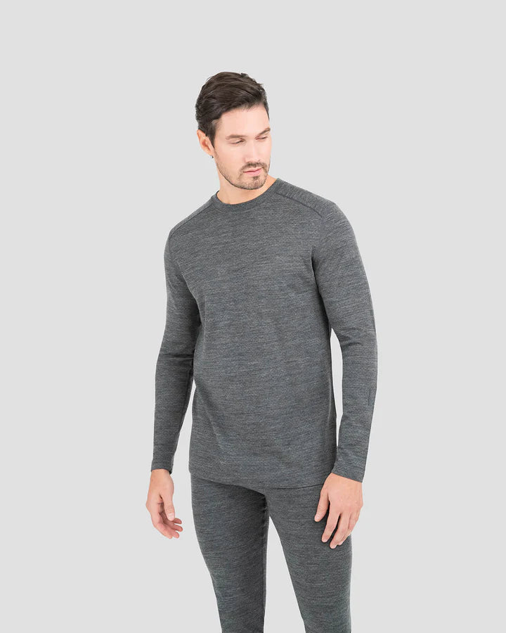 Load image into Gallery viewer, MEN&#39;S MIDWEIGHT ULTRA MERINO WOOL BASELAYER CREW TOP MEDIUM CHARCOAL HEATHER
