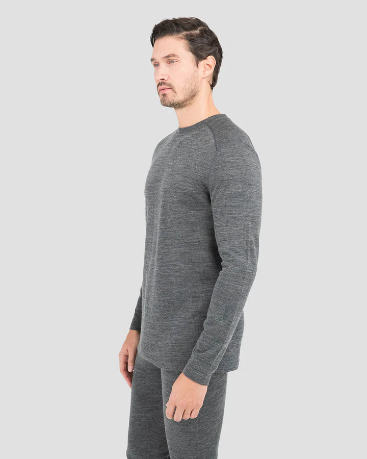 Load image into Gallery viewer, MEN&#39;S MIDWEIGHT ULTRA MERINO WOOL BASELAYER CREW TOP XL CHARCOAL HEATHER

