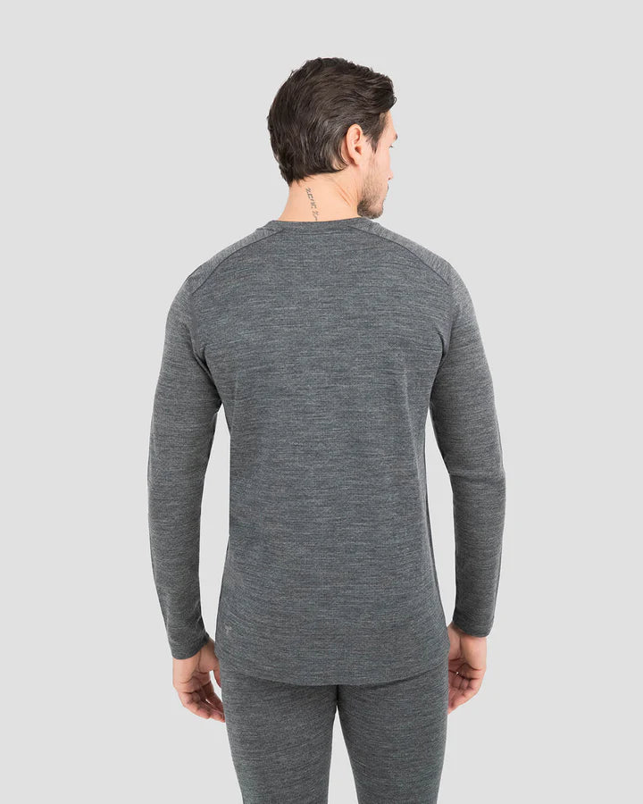 Load image into Gallery viewer, MEN&#39;S MIDWEIGHT ULTRA MERINO WOOL BASELAYER CREW TOP MEDIUM CHARCOAL HEATHER

