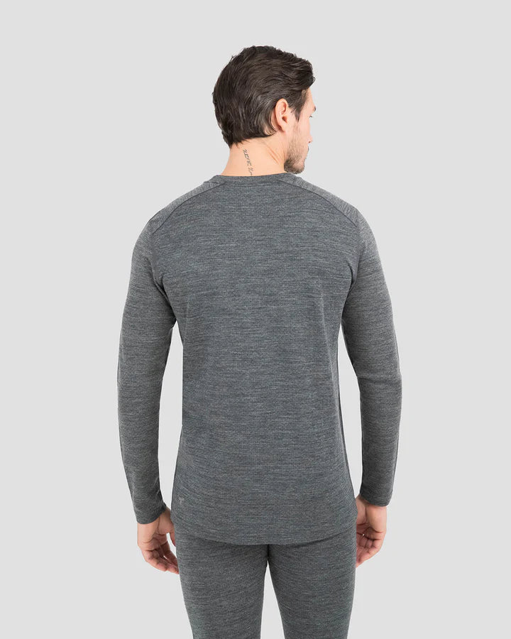 Load image into Gallery viewer, MEN&#39;S MIDWEIGHT ULTRA MERINO WOOL BASELAYER CREW TOP LARGE CHARCOAL HEATHER
