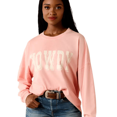 Ariat Canvas Oversized Long Sleeve T-Shirt (Peach Amber) Size M