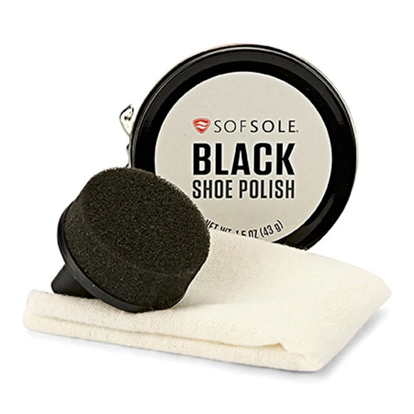 Sof Sole BLACK Shoe Shine Kit Polish with Sponge Applicator and Shine Cloth