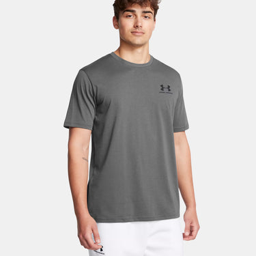 Under Armour Left Chest Logo Men's Short Sleeve (Castlerock/Black) Size M