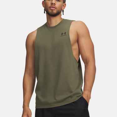 Under Armour Left Chest Cut-Off Men's Tank (Marine OD Green/Black) Size L