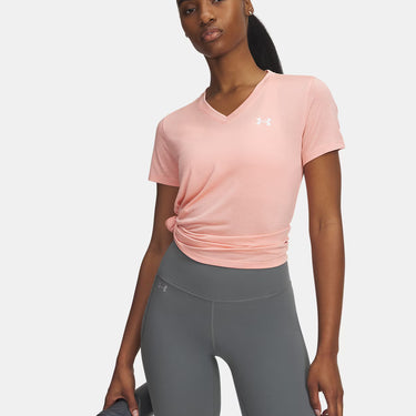 Under Armour UA Tech™ Twist Women's V-Neck Short Sleeve (Posh Pink/White) Size M