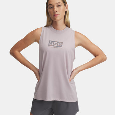 Under Armour UA Freedom USA Logo Women's Tank (Grey Dawn/Tetra Gray) Size L