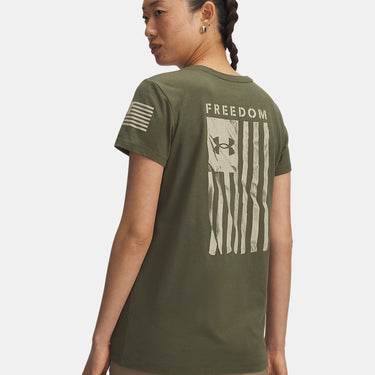 Under Armour Freedom Flag Women's T-Shirt (Marine OD Green/Desert Sand) Size XL