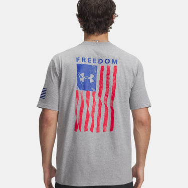 Under Armour Freedom Flag Men's T-Shirt (Steel Light Heather/Red) Size M