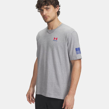 Under Armour Freedom Flag Men's T-Shirt (Steel Light Heather/Red) Size M