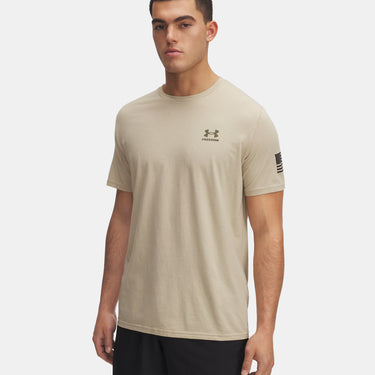 (Review after pricing update)Under Armour Freedom Flag Men's T-Shirt (Desert Sand/Black) Size M