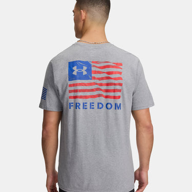 Under Armour Freedom Logo Men's T-Shirt (Steel Light Heather/Royal) Size L