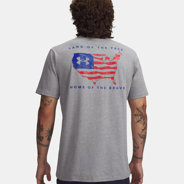 Under Armour Freedom Flag USA Men's T-Shirt (Steel Light Heather/Royal) Size L
