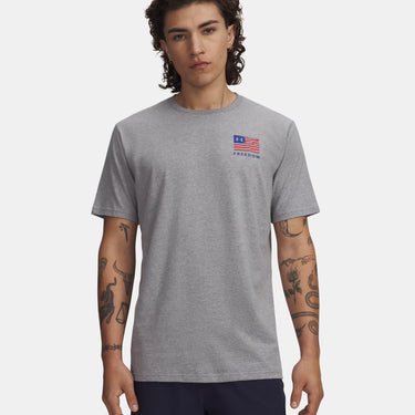 Under Armour Freedom Flag USA Men's T-Shirt (Steel Light Heather/Royal) Size XL