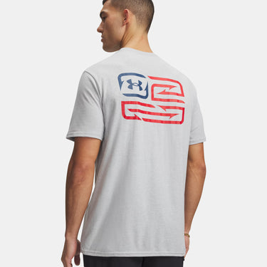 Under Armour Freedom Fish Men's Short Sleeve (Mod Grey/Wham Blue) Size XL