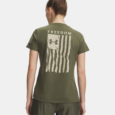 Under Armour Freedom Flag Women's Short Sleeve T-Shirt (Marine OD Green/Desert Sand) Size M
