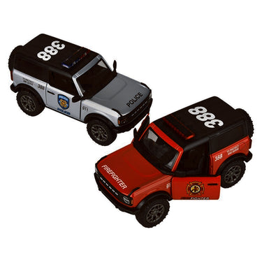 5" Die-Cast Pull Back 2022 Ford Bronco Police/Firefighter (Assorted. Sold Separately)