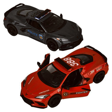 5" Die-Cast Pull Back 2021 Corvette Police/ Firefighter (Assorted. Sold Separately)
