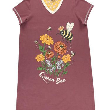 Lazy One Women's Queen Bee V-Neck Nightshirt (Purple) Size S/M