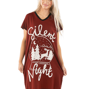 Lazy One Silent Night Women's V-Neck Nightshirt Size S/M