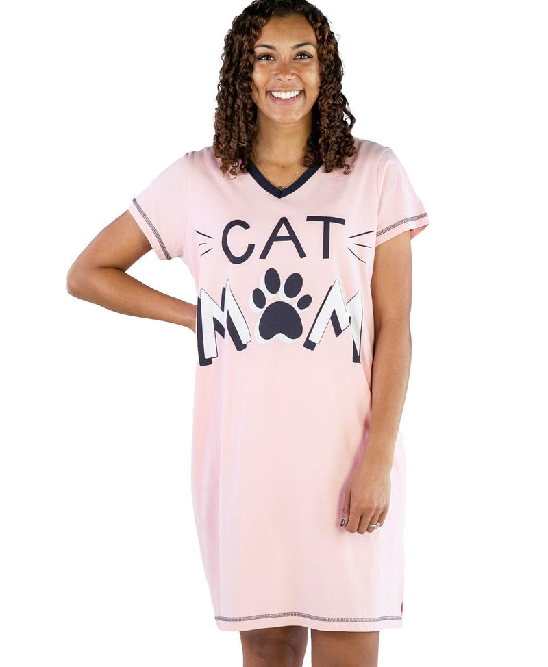 Load image into Gallery viewer, Cat Mom Women&#39;s V-neck Nightshirt L/XL
