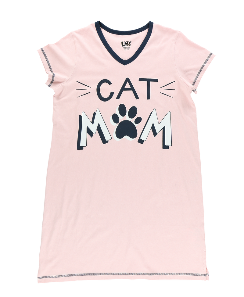 Load image into Gallery viewer, Cat Mom Women&#39;s V-neck Nightshirt L/XL
