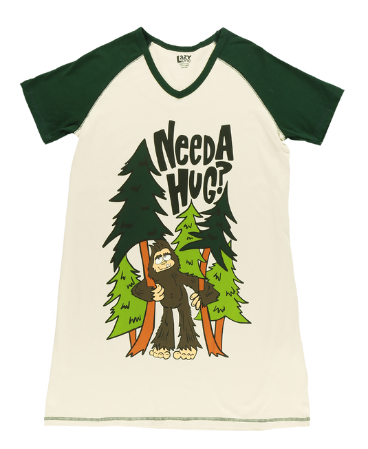 Need a Hug Bigfoot Women's V-Neck Nightshirt L/XL