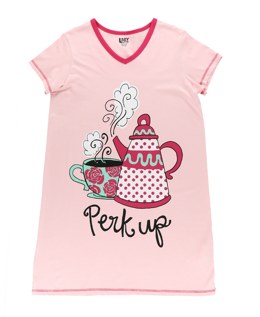 Perk Up Women's V-Neck Nightshirt L/XL