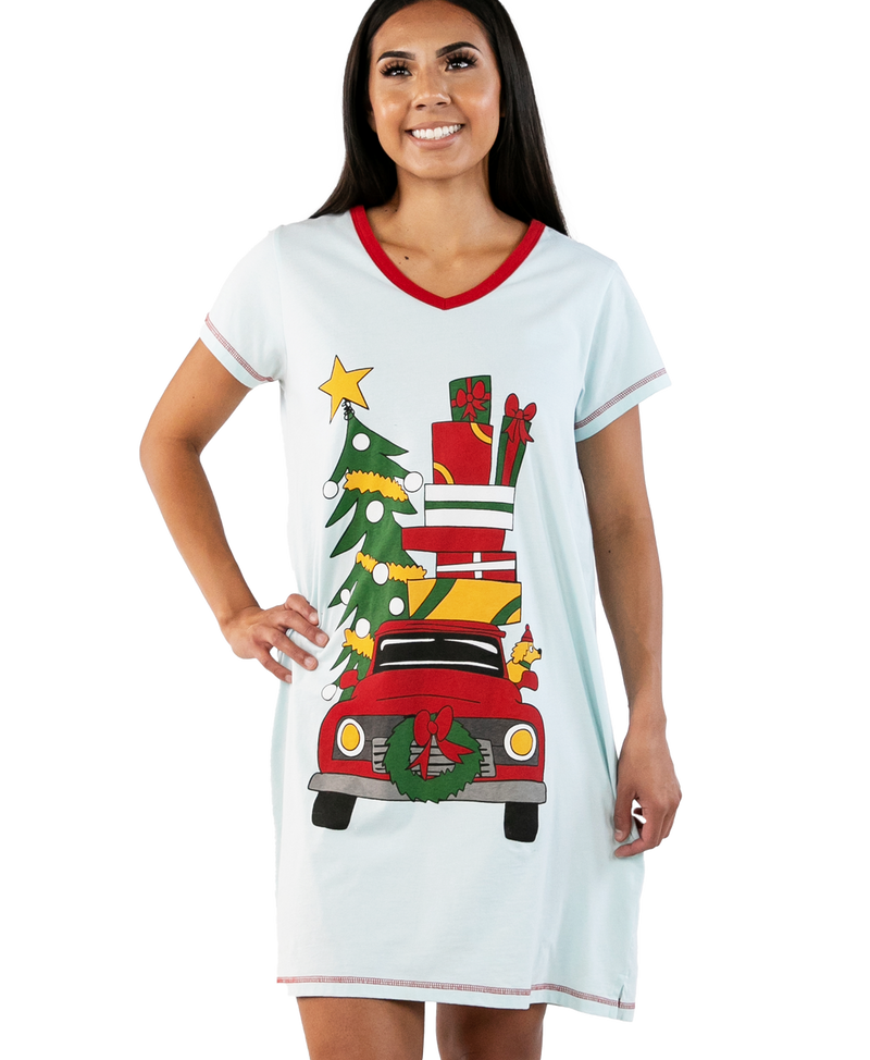 Load image into Gallery viewer, Christmas Car Women&#39;s V-Neck Nightshirt L/XL
