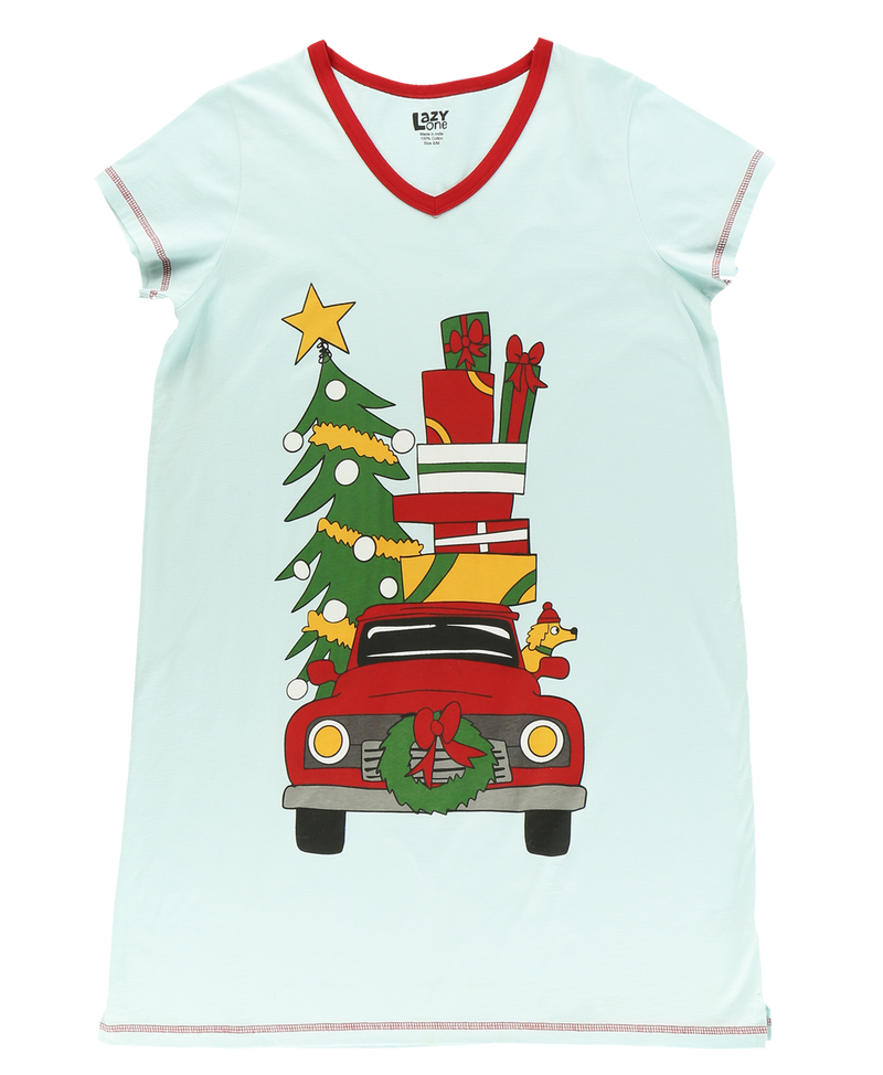 Load image into Gallery viewer, Christmas Car Women&#39;s V-Neck Nightshirt L/XL
