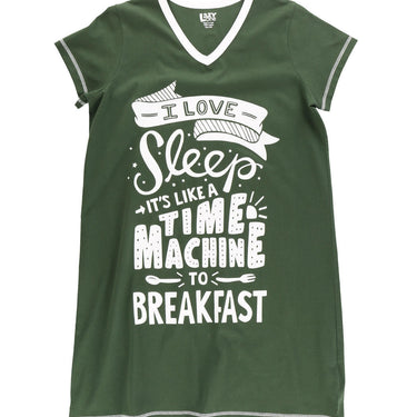 Lazy One Time Machine Women's V-neck Nightshirt (Duffel Bag Green) Size S/M