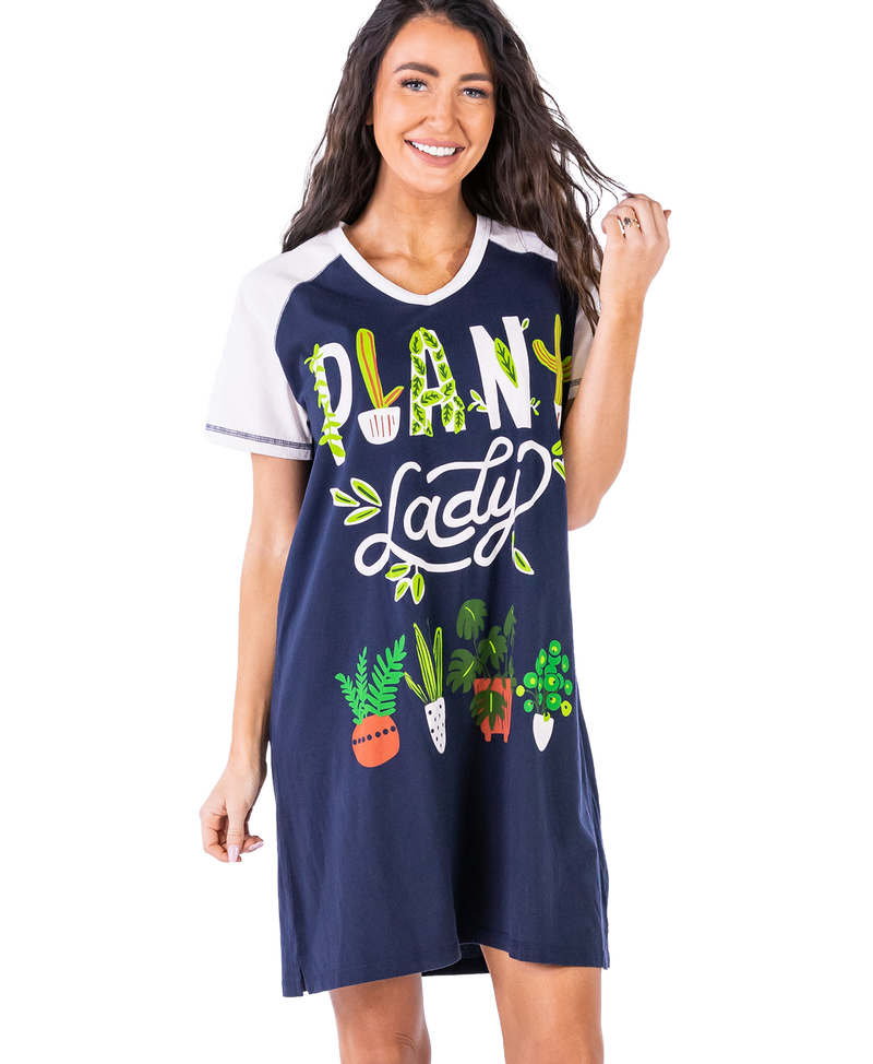 Load image into Gallery viewer, Plant Lady Women&#39;s V-Neck Nightshirt L/XL
