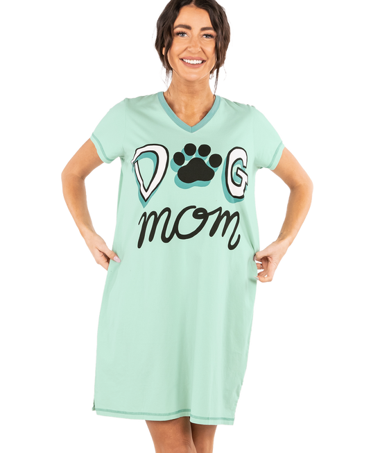 Dog Mom Women's V-Neck Nightshirt L/XL