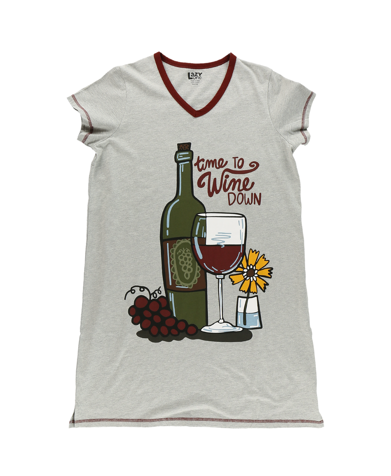 Load image into Gallery viewer, Time To Wine Down Women&#39;s V-Neck Nightshirt L/XL
