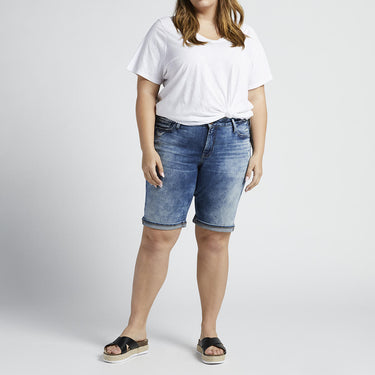 Silver Jeans Co. Elyse Mid Rise Bermuda Shorts (Medium Indigo Wash) Size 16