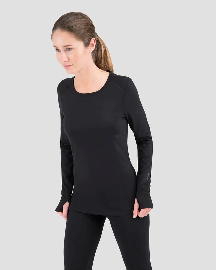 Load image into Gallery viewer, WOMEN&#39;S CLOUD NINE MIDWEIGHT PERFORMANCE BASELAYER SCOOP SHIRT 2X BLACK
