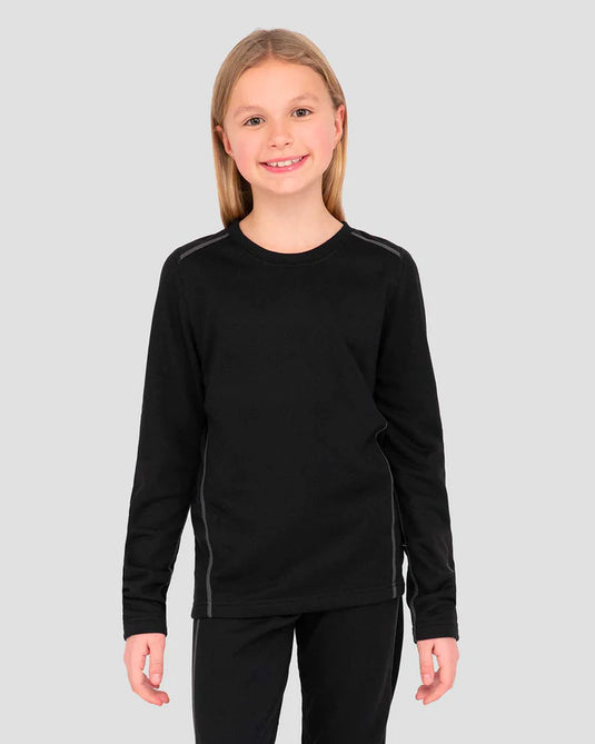 KIDS' GENESIS HERITAGE EXPEDITION WEIGHT FLEECE THERMAL CREW SHIRT LARGE ONYX