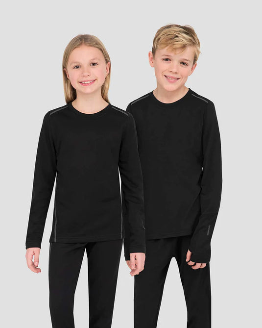 KIDS' GENESIS HERITAGE EXPEDITION WEIGHT FLEECE THERMAL CREW SHIRT LARGE ONYX