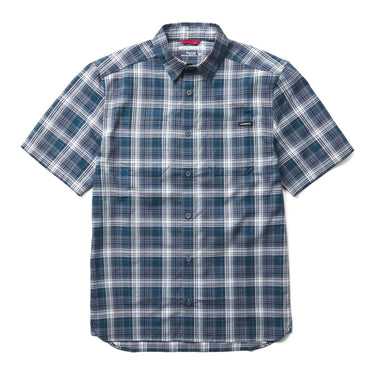 Wolverine Men's Built Stretch Short Sleeve Plaid Shirt (Stormy Blue) Size XL