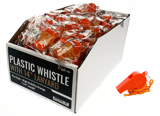 Orange Plastic Whistle With Pea & 14 Lanyard (Single 1 PK) – shop