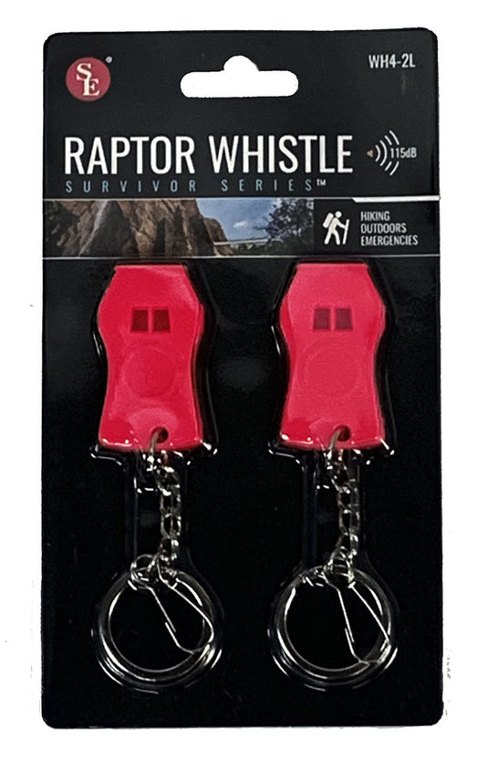 2Pc Plastic Raptor Whistle with Key Chain & Zipper Ring