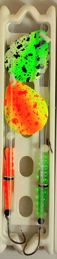 Fish Eye Tackle Colorado #5 UV Harness 2 Hooks 2ct (Orange + Green Spackle)