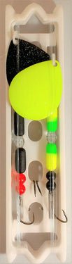 Fish Eye Tackle Colorado #6 UV Harness 2 Hooks & Floats 2ct (Black+UV Chartreuse Crystal)