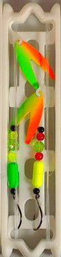 Fish Eye Tackle Dakota #2 Rig 1 Float & Hook w/Leader 2ct (UV Firetiger Crystal + Firetiger Chartreuse)