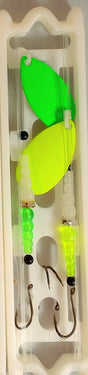 Fish Eye Tackle Indiana #5 Pro Glow Harness 2 Hook 2ct (Chartreuse+Green)