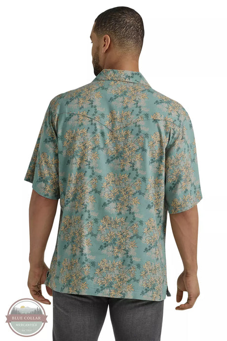 Wrangler Mens XL Teal Print Coconut Cowboy Shirt